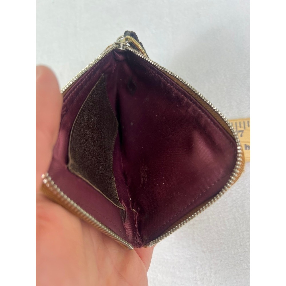 VTG Longchamp Coin Purse Brown Good Snakeskin Embossed Leather Zip Quiet Luxury - Picture 3 of 4